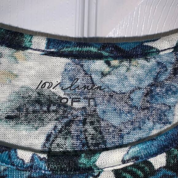 Loft Women's Euro Summer Linen Skirt Set Petite Size SP Blue Floral Travel Beach - Picture 5 of 7